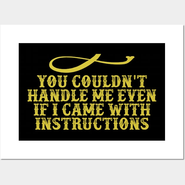 You Couldn't Handle Me Even If I Came With Instructions Funny Saying Graphic Wall Art by foxredb